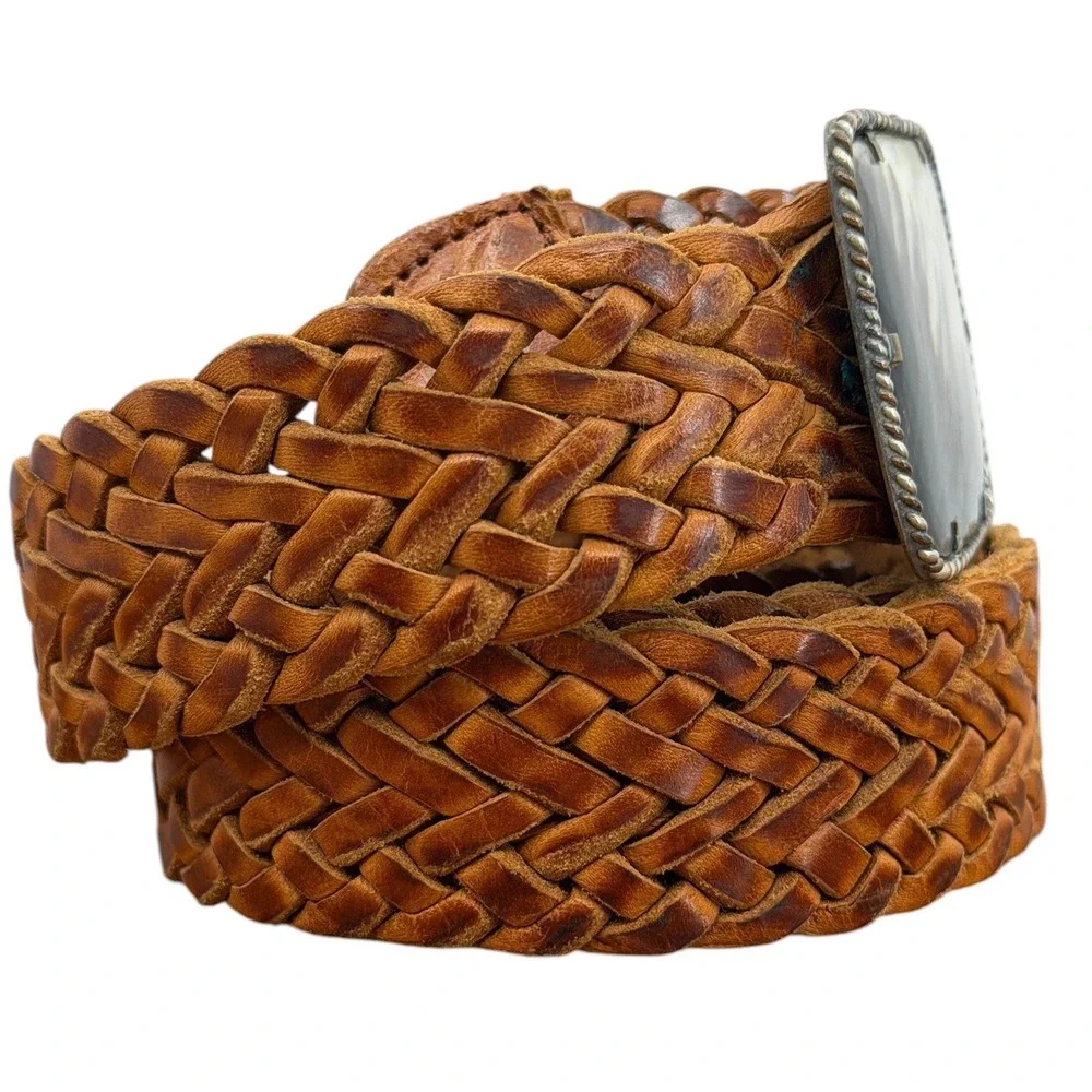 Moroccan Woven Leather Belt Women Brown Western Boho Prairie Hippie Cottage Core